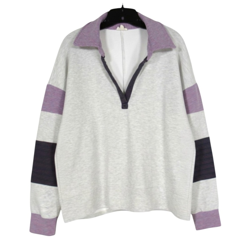 HEM & THREAD Soft BRUSHED JERSEY KNIT Oversized COLORBLOCK Sweatshirt/Top Sz L